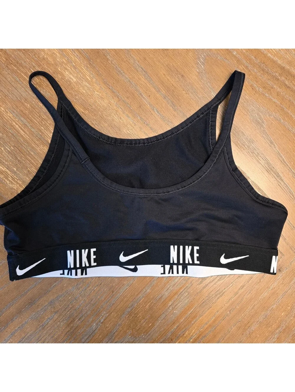 Nike Dri-FIT Black Logo Athletic Crop Top / Sports Bra - Women's Size Large
